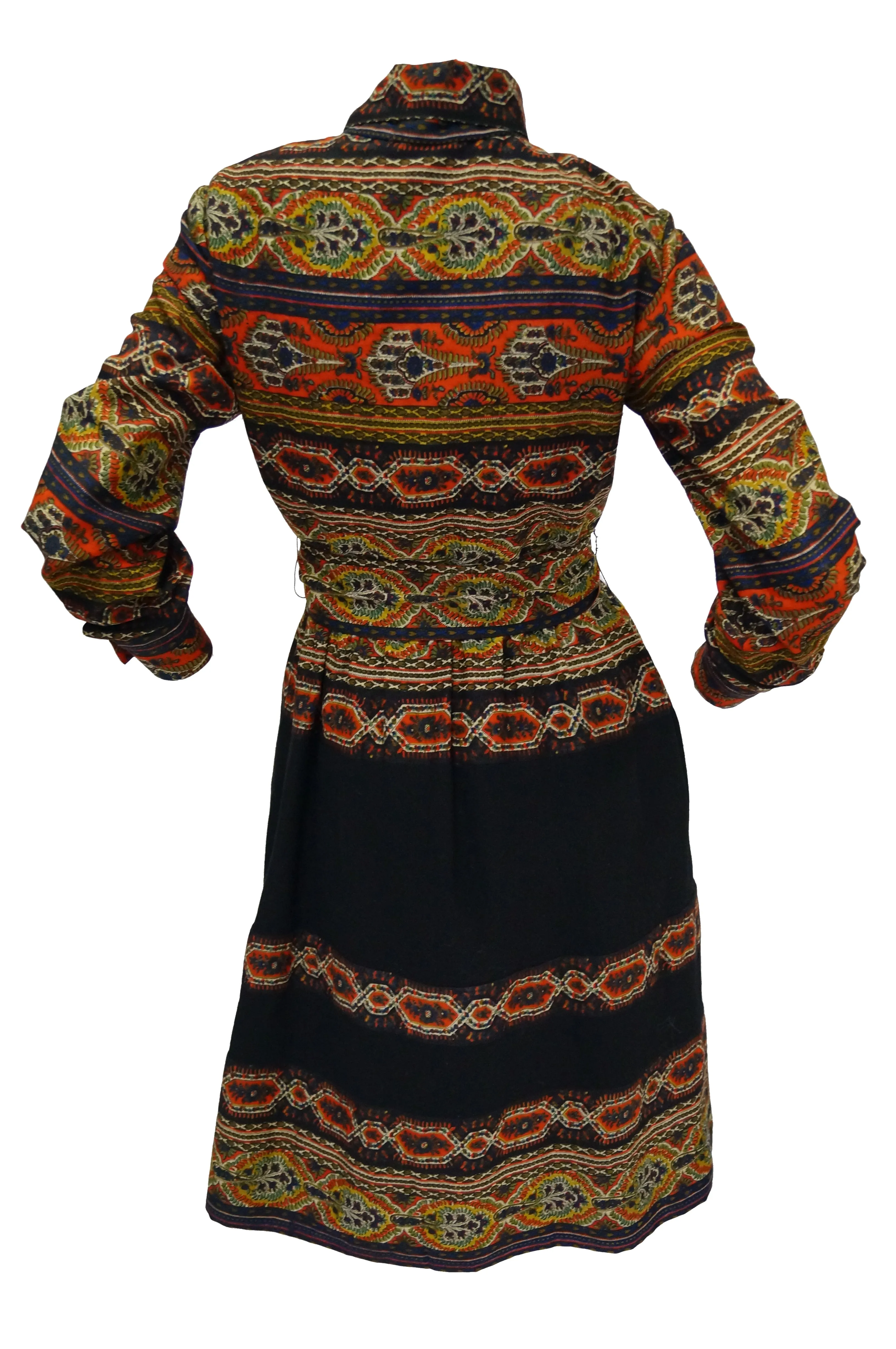 1960s Oscar de la Renta Ethnic Print Wool Dress