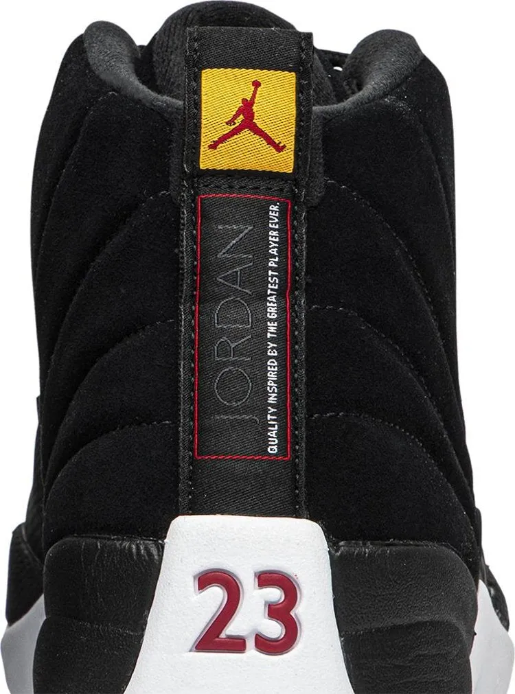 Air Jordan 12 Retro Reverse Taxi Sneakers, Black