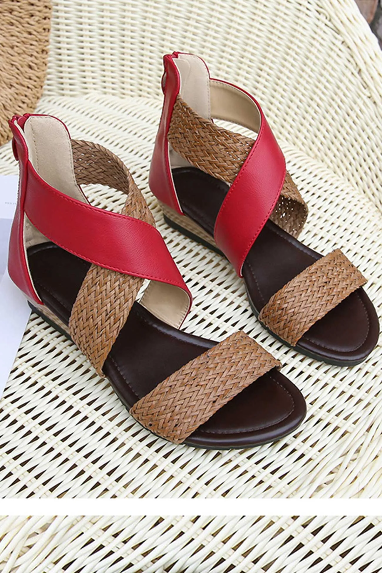 Amozae-Bohemia Weave Cross Slides Vintage Sandals