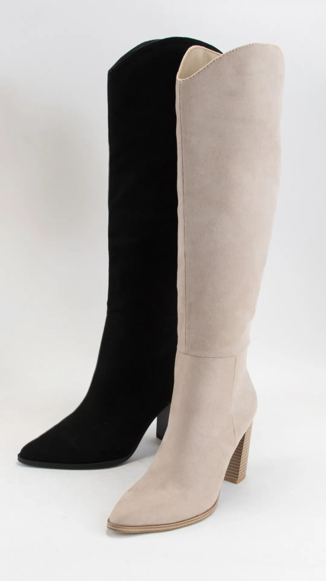 Black Knee High Suede Boot