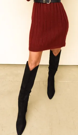 Black Knee High Suede Boot