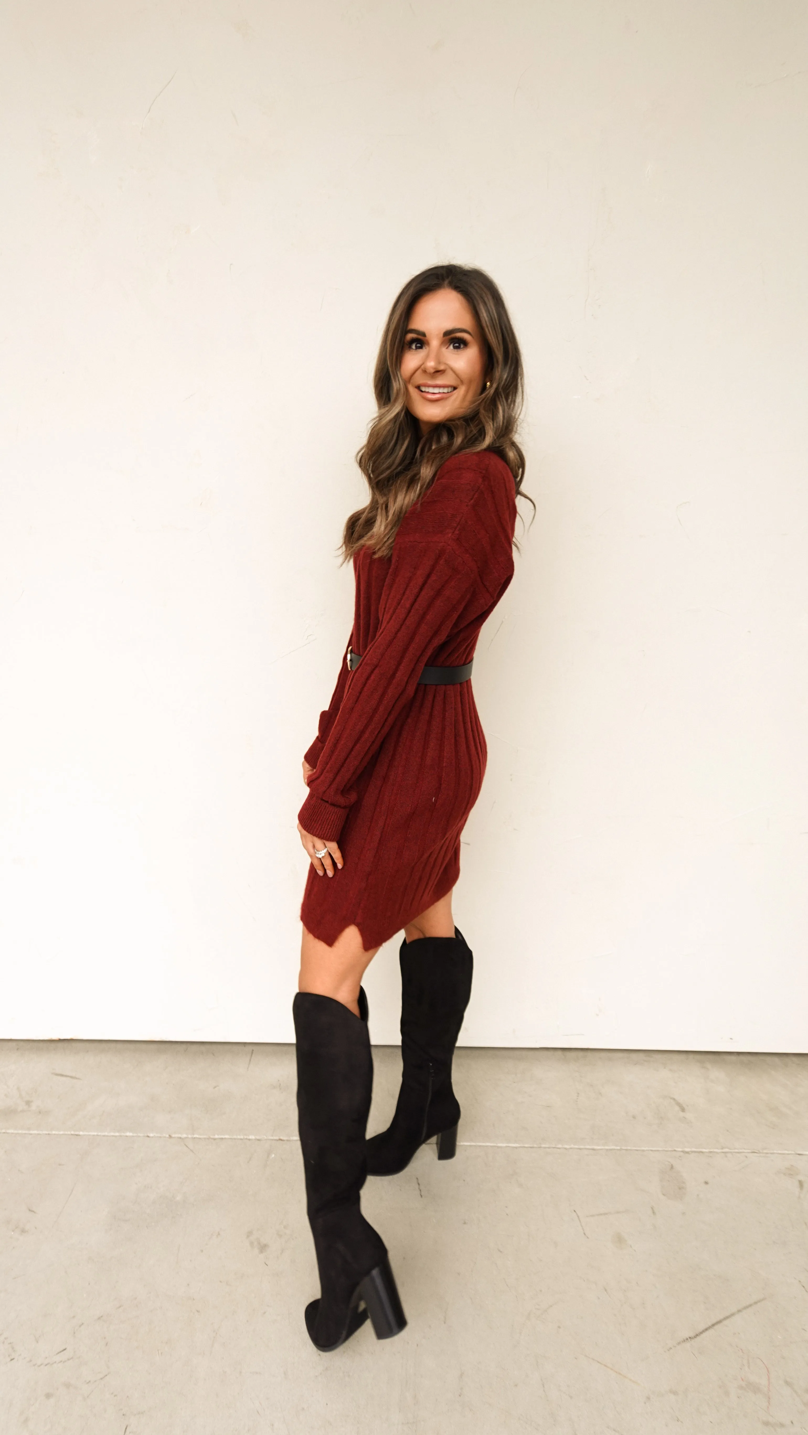 Black Knee High Suede Boot