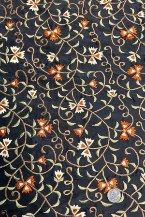 Black/Multicolor Embroidered Dupioni Silk MED-200/3