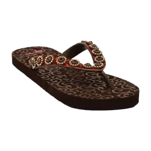 Blazin Rox Ladies Brown Studded Diamond Flip Flop Sandals 4119002-5