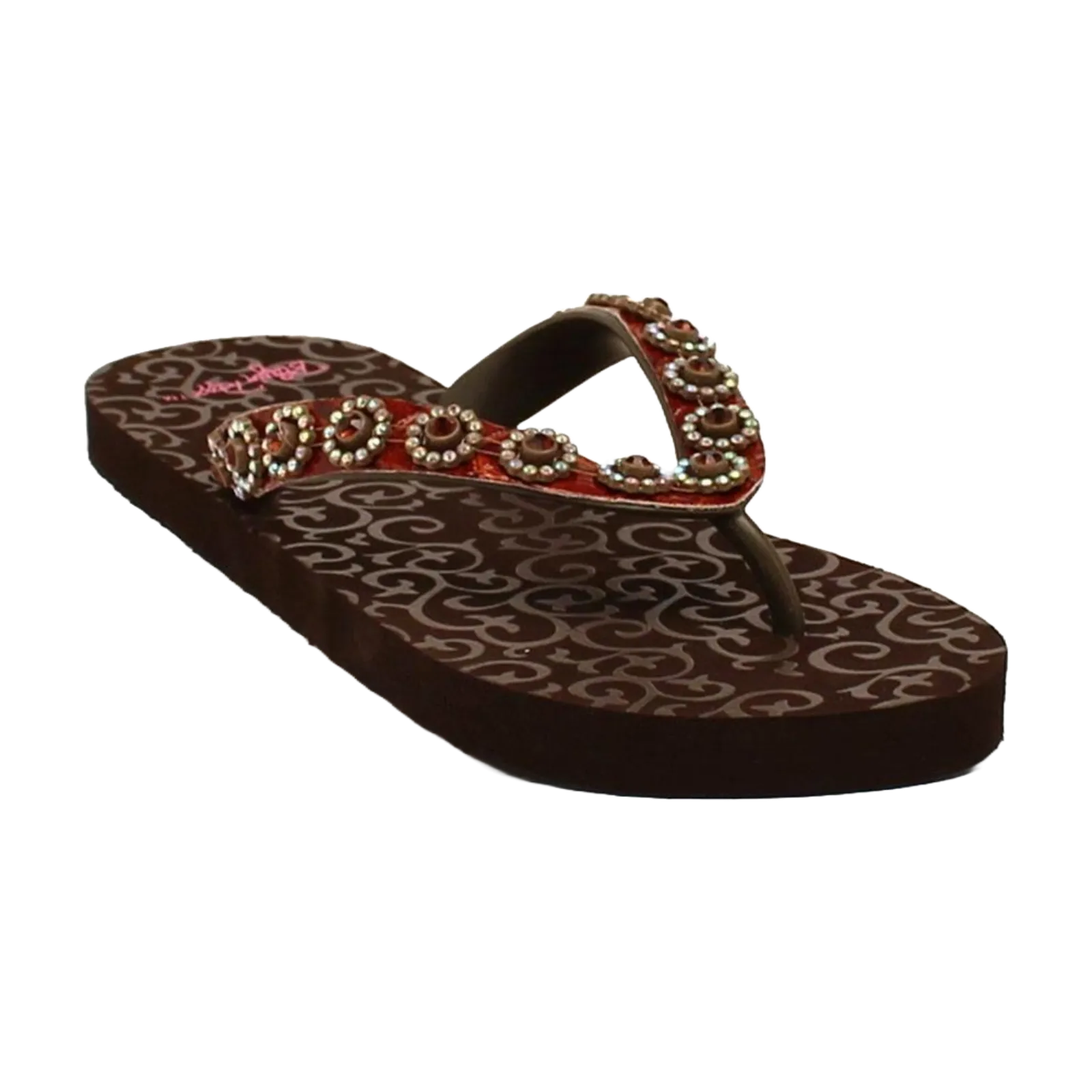 Blazin Rox Ladies Brown Studded Diamond Flip Flop Sandals 4119002-5