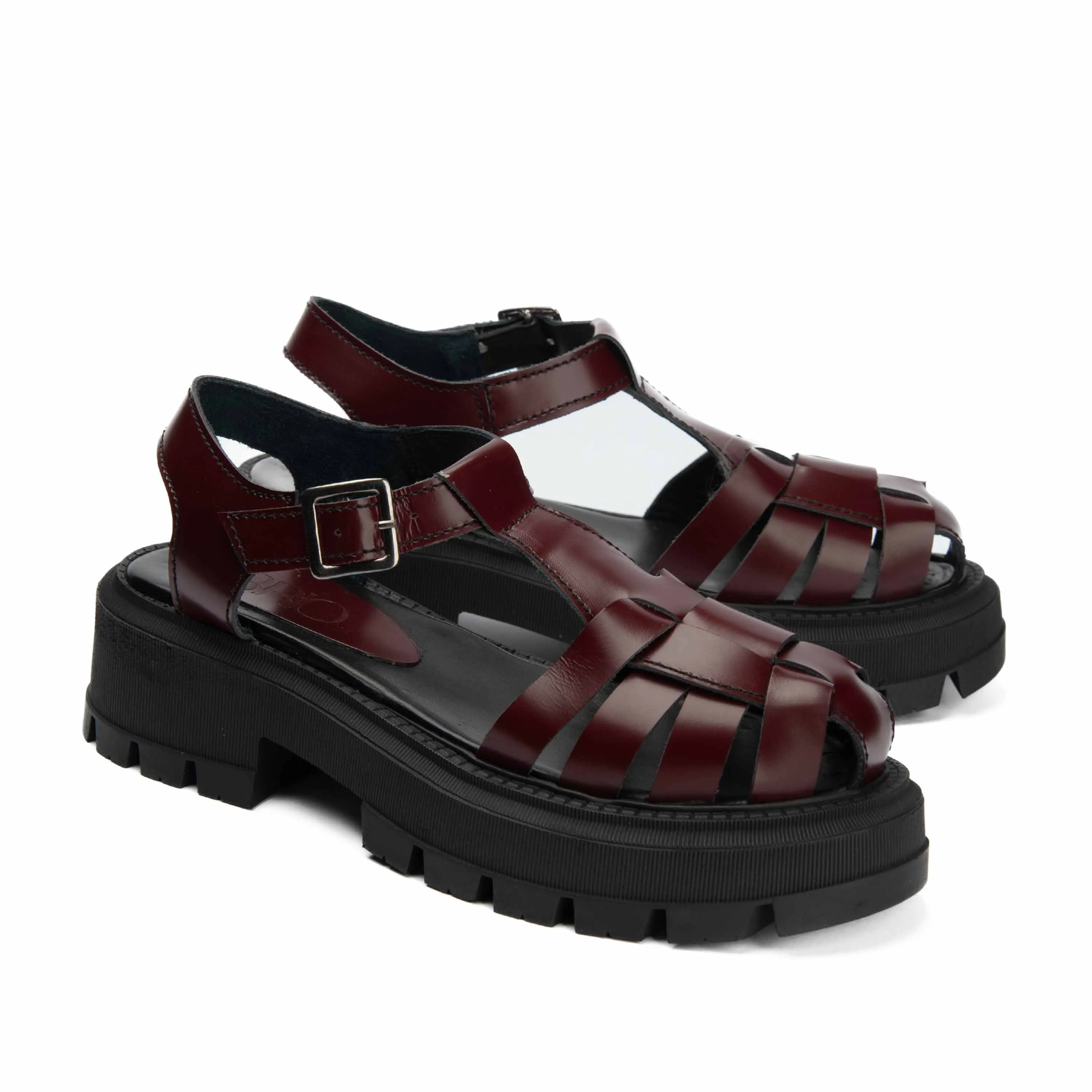 Brio Women's Platform Sandals-Burgundy