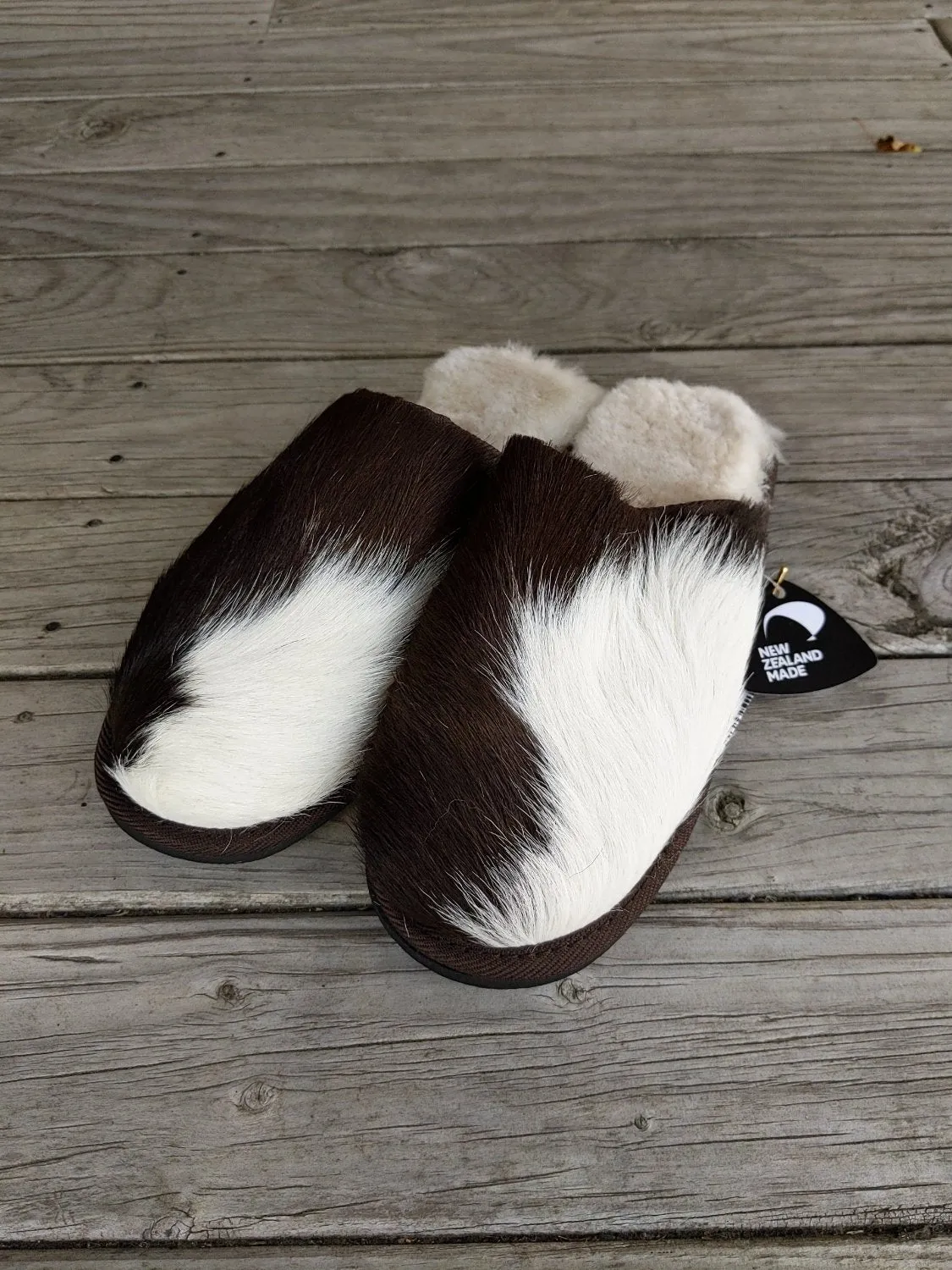 Brown and White Calfskin Scuffs