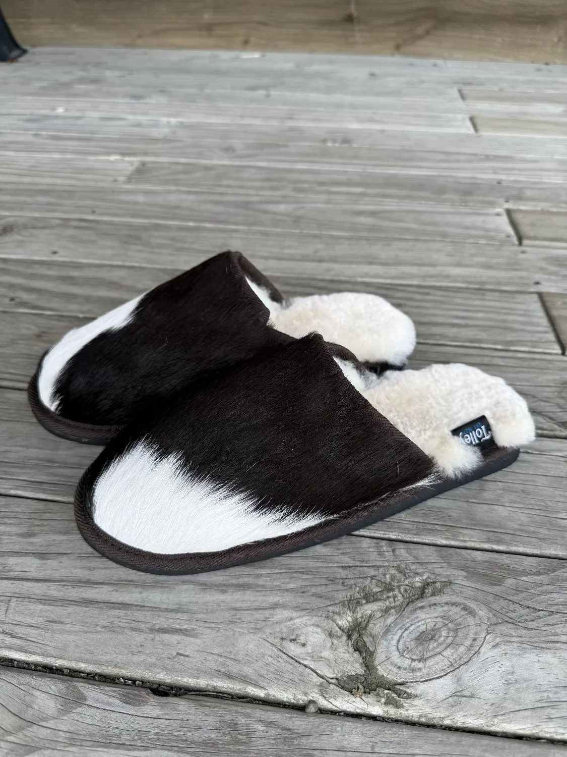 Brown and White Calfskin Scuffs