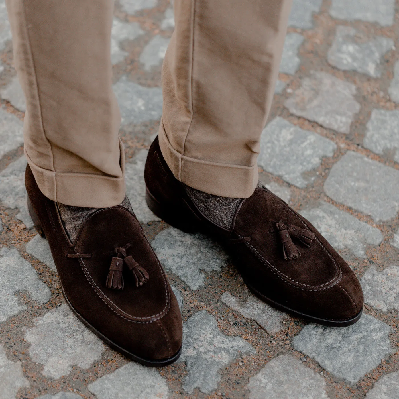 Brown Suede Forest Tassel Loafers