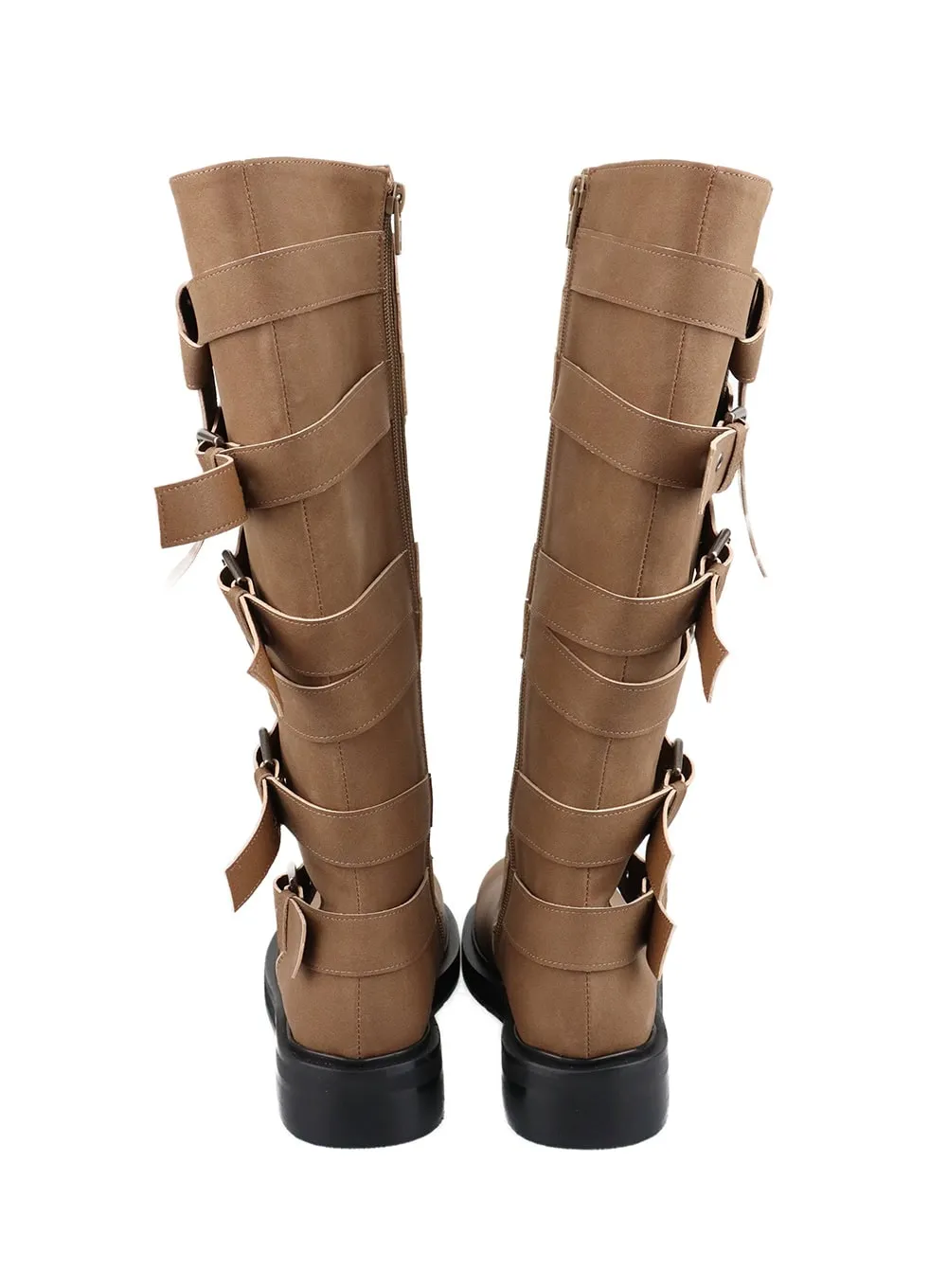 Buckled Leather Knee-High Boots OA425