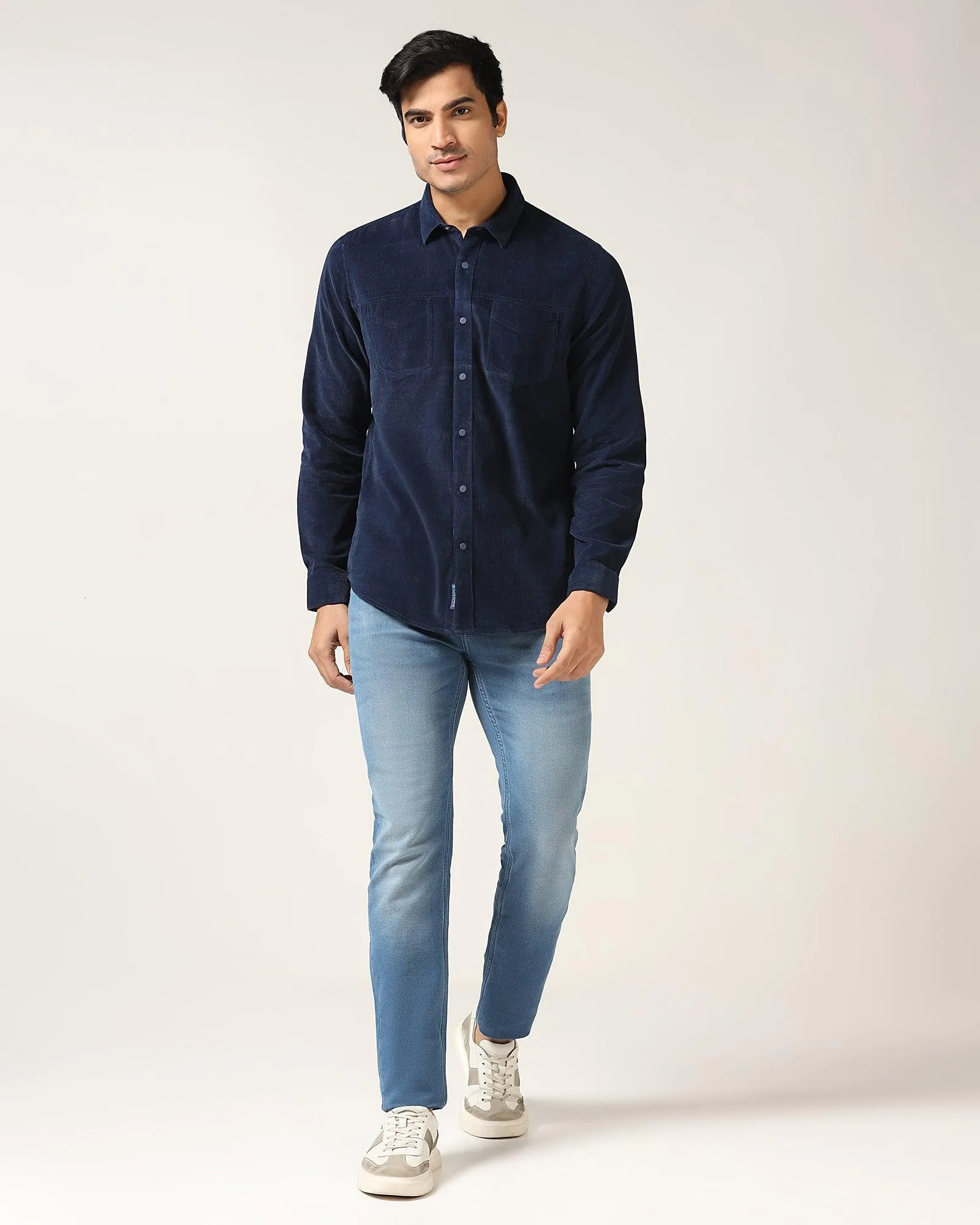 Casual Indigo Textured Shirt - Soy