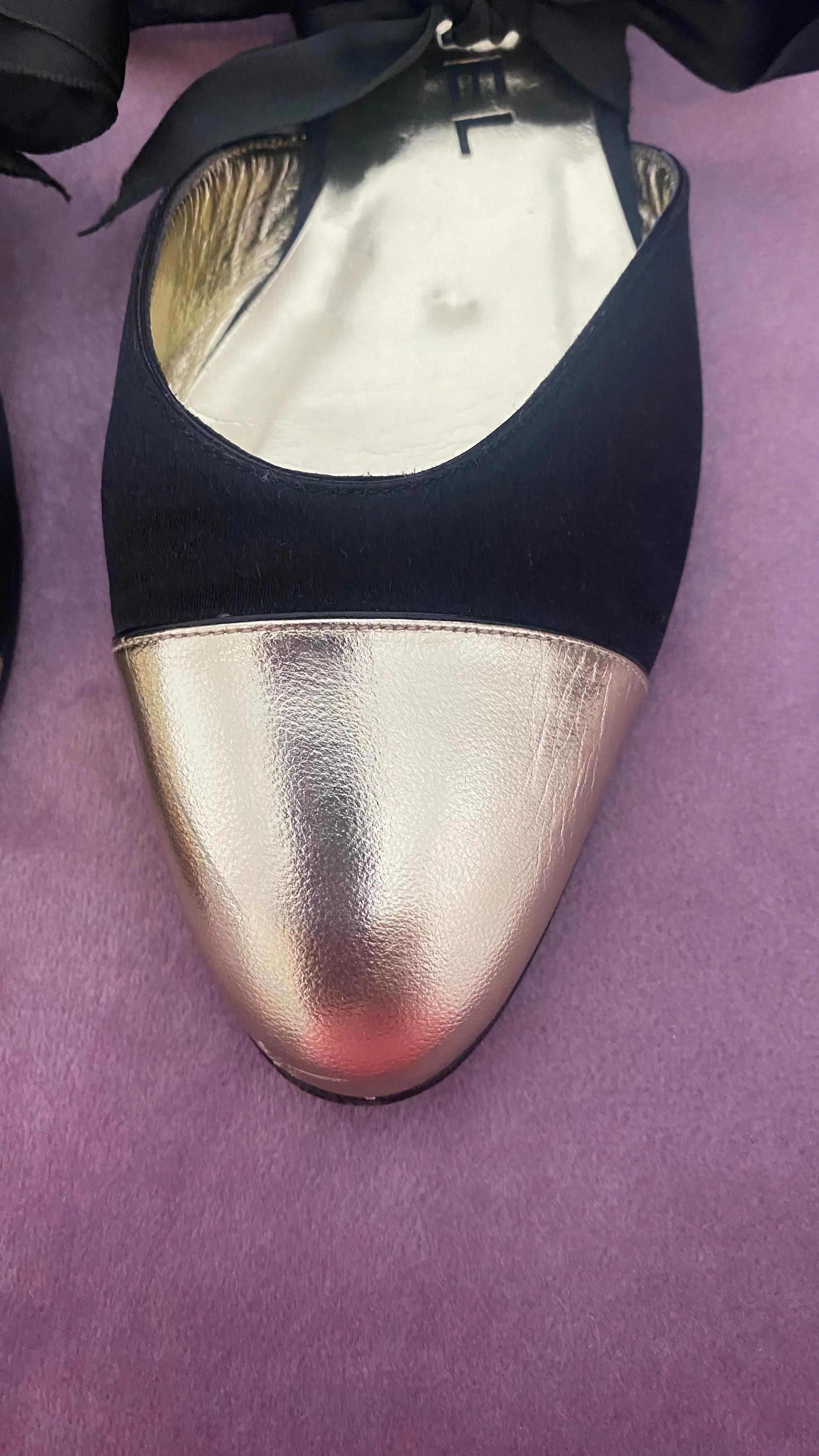 Chanel Black and Gold Ballerina Flats