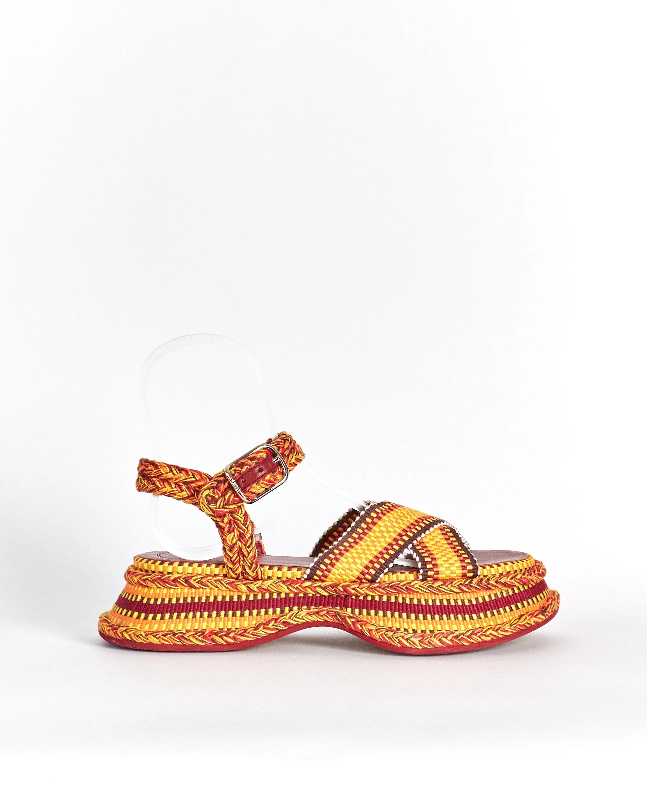 Chloé 'meril' braided cotton platform sandals, orange, 40