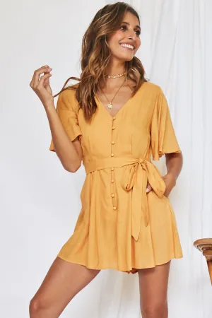 Coastal Treasure Romper Mustard