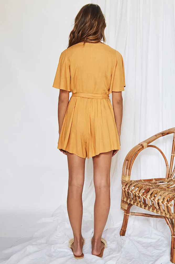 Coastal Treasure Romper Mustard