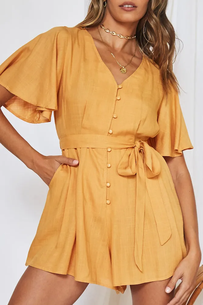 Coastal Treasure Romper Mustard