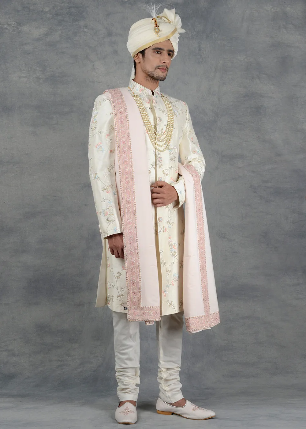 Cream Sherwani | Siddhesh Chauhan