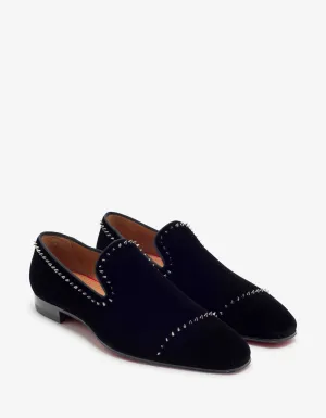 Dandeton Black Velvet Stud Loafers -