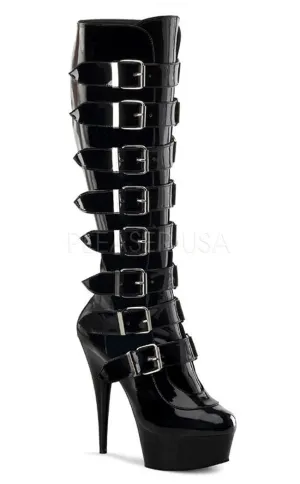 DELIGHT-2049 Black Patent Knee High Boots