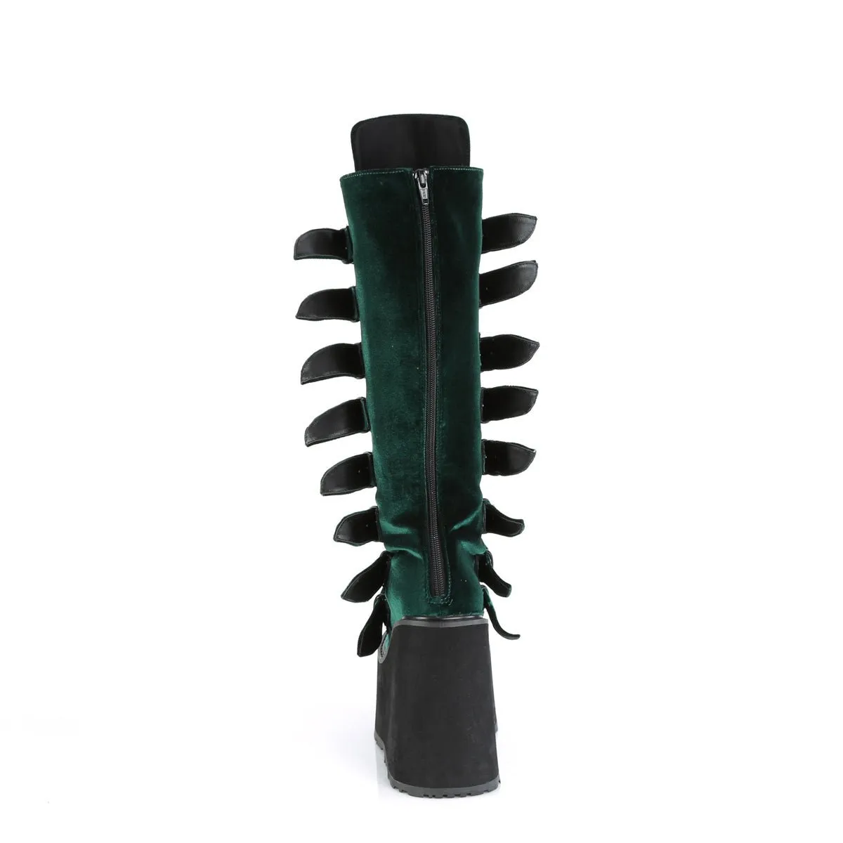 Demonia SWING-815 | Emerald Velvet Knee High Boots