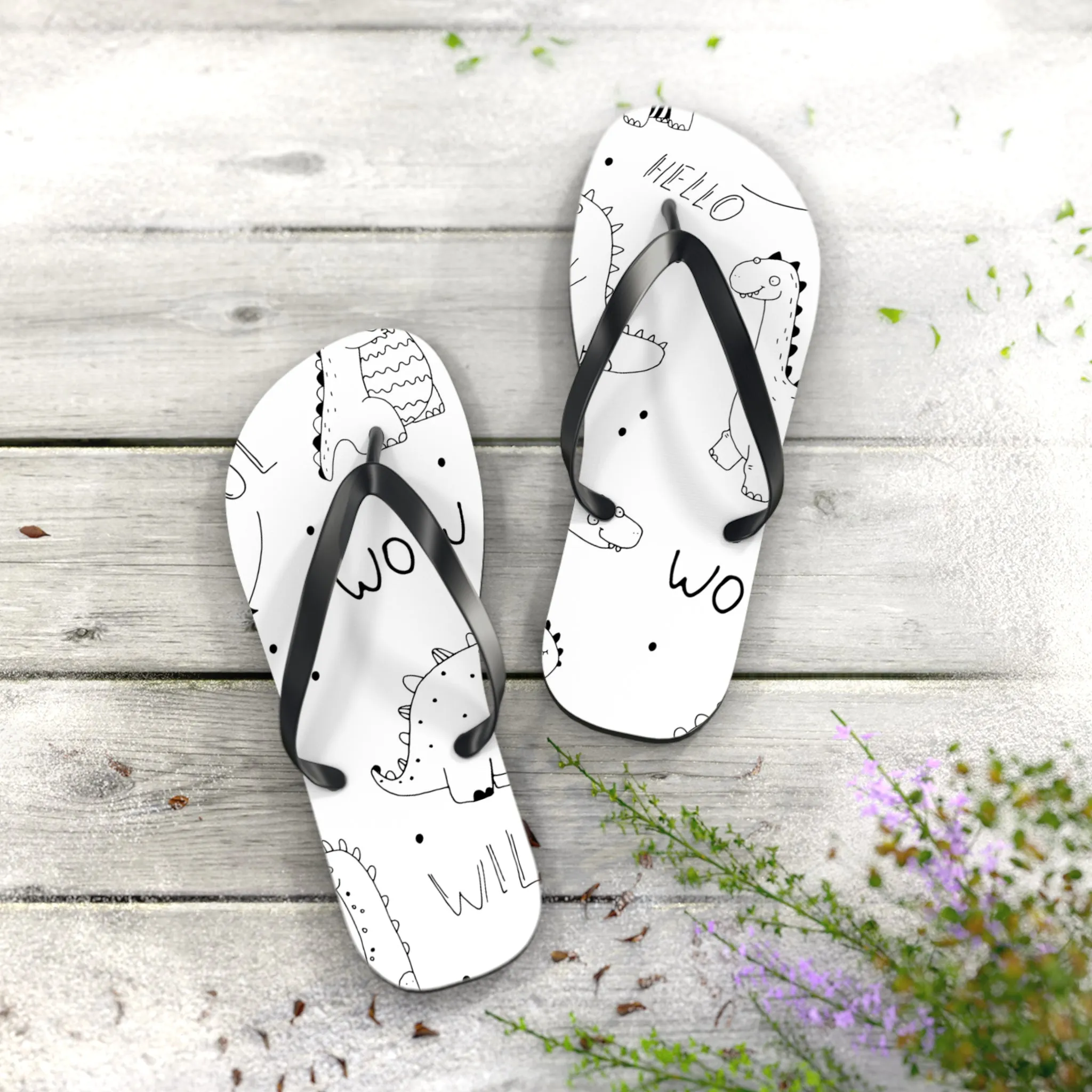 Doodle Dinosours - Inovax Flip Flops