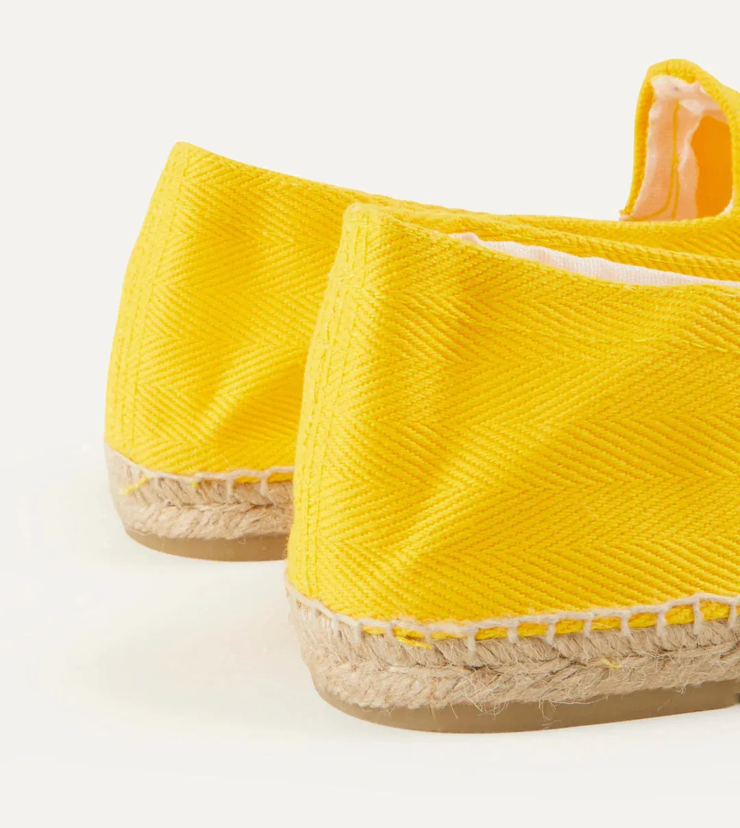 Drake's Cotton Herringbone Espadrilles / Yellow