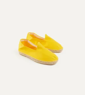 Drake's Cotton Herringbone Espadrilles / Yellow