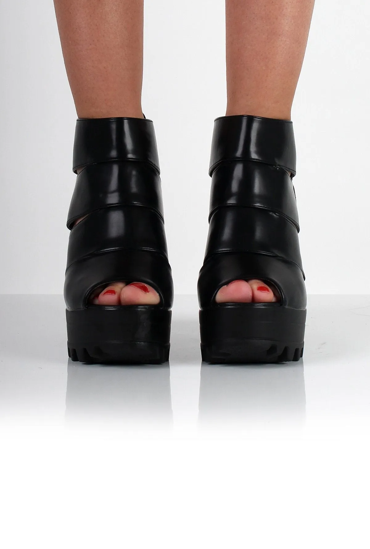 Ella Black Cut Out Block Platforms