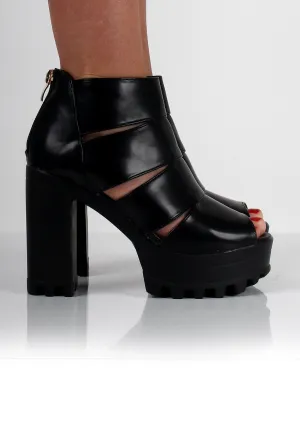 Ella Black Cut Out Block Platforms