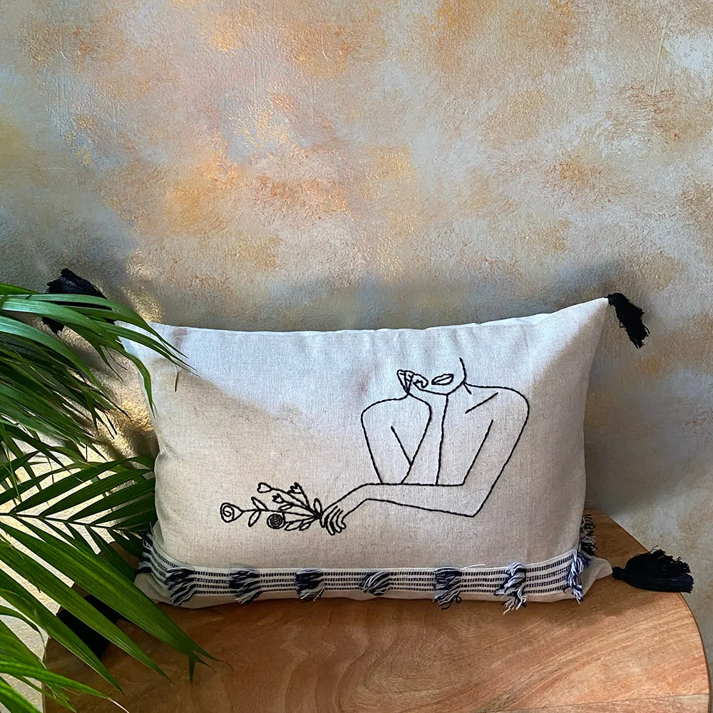 Embroidered Flora Cushion Cover