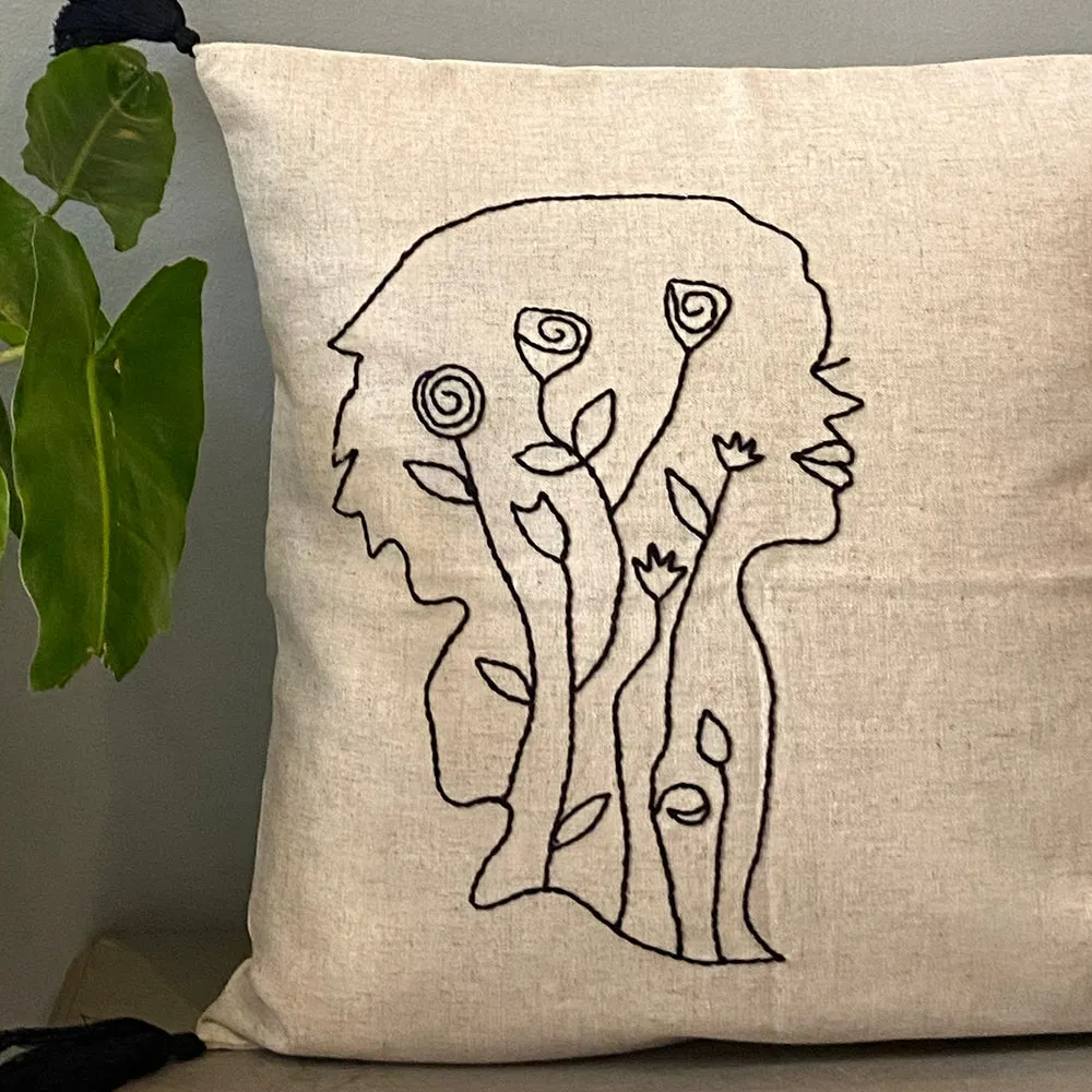 Embroidered Nature Lover Cushion Cover