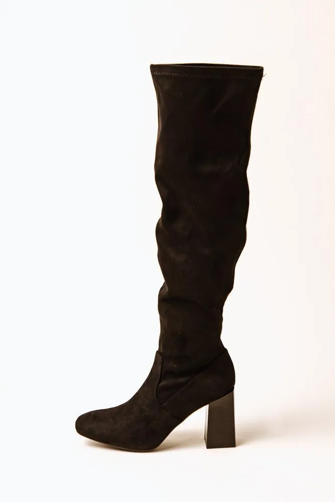 Faye Knee High Boots in Black