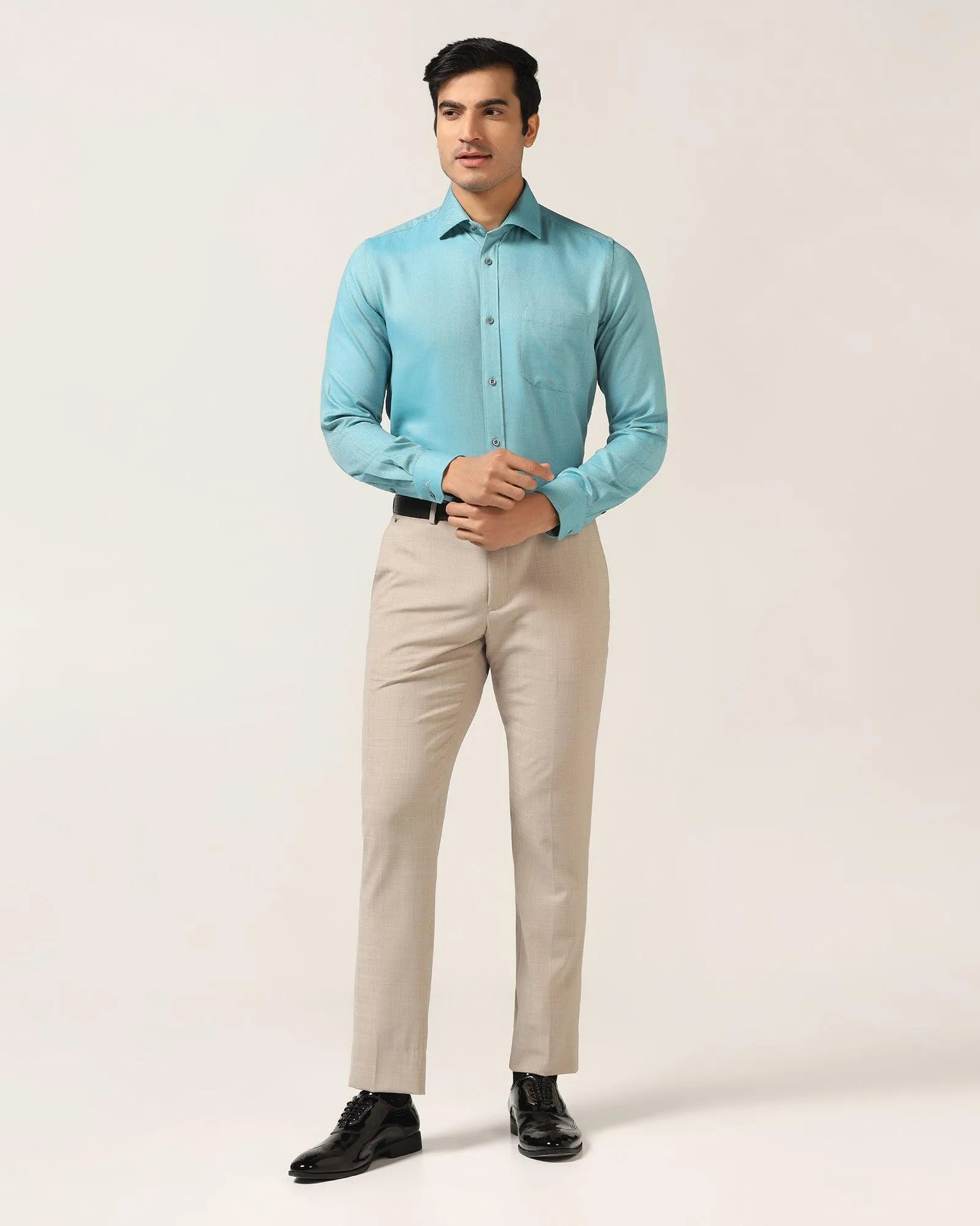 Formal Teal Textured Shirt - Cran