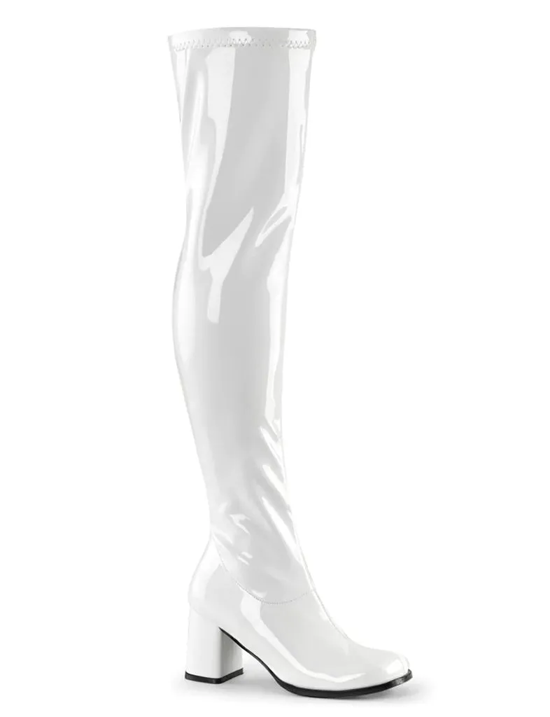 GOGO 3000 BOOTS - WHITE STRETCH PATENT ✰ PRE ORDER ✰