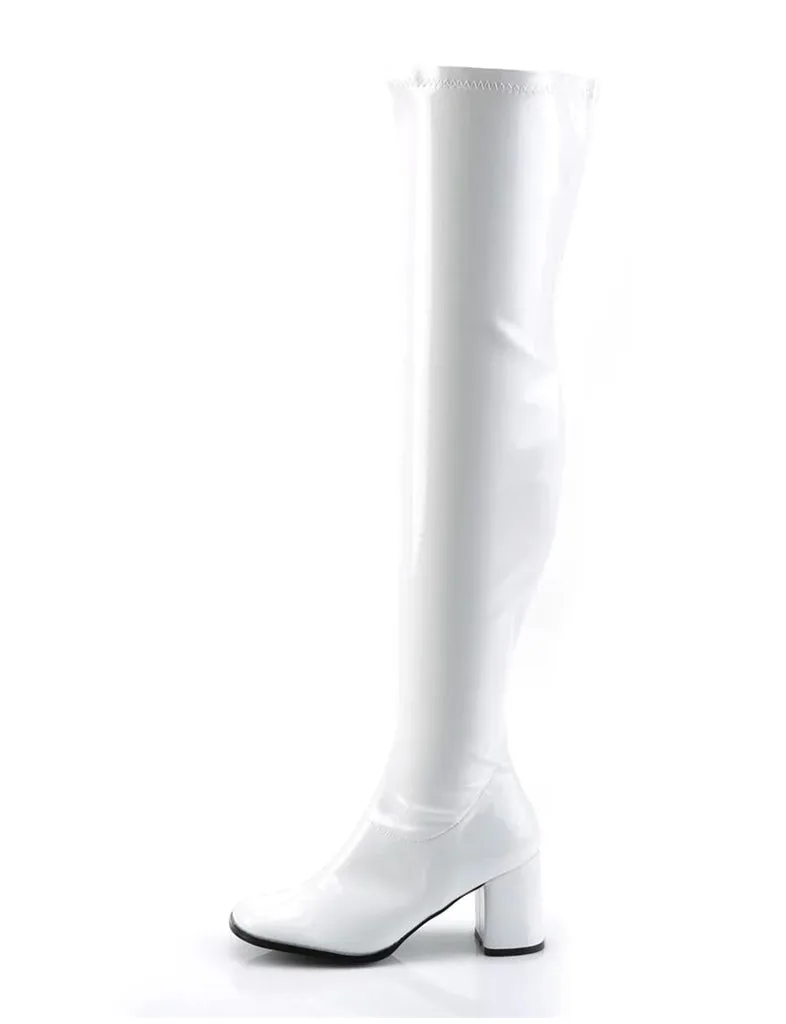 GOGO 3000 BOOTS - WHITE STRETCH PATENT ✰ PRE ORDER ✰