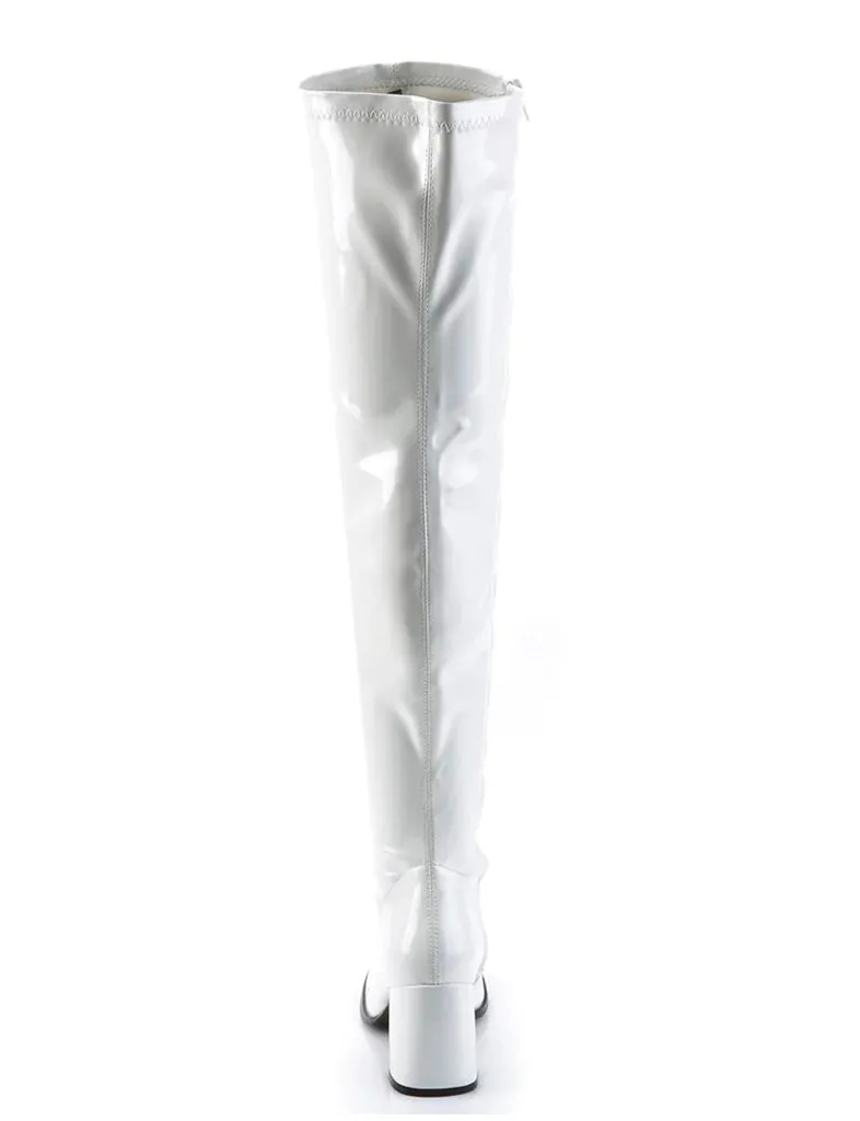 GOGO 3000 BOOTS - WHITE STRETCH PATENT ✰ PRE ORDER ✰