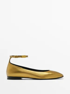 Gold metallic ballet flats