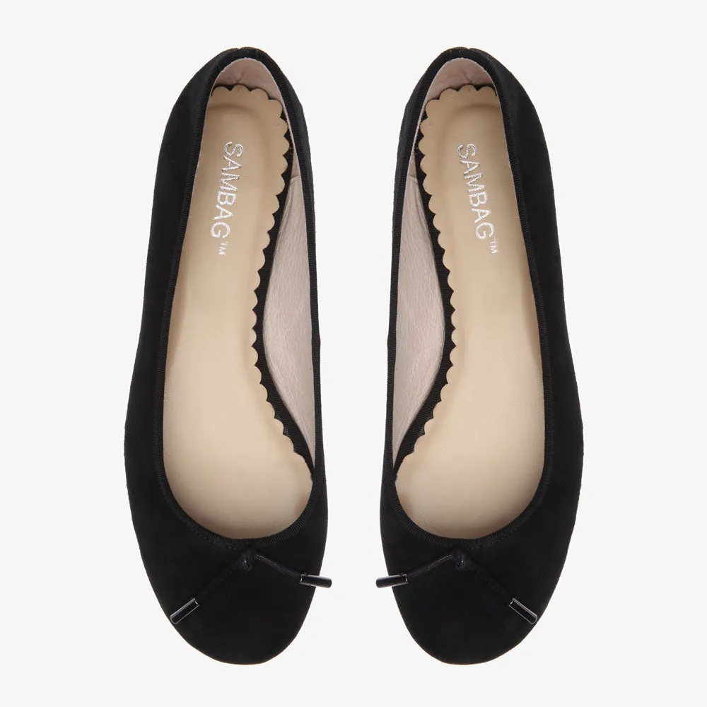 Grace Black Suede Ballet Flat