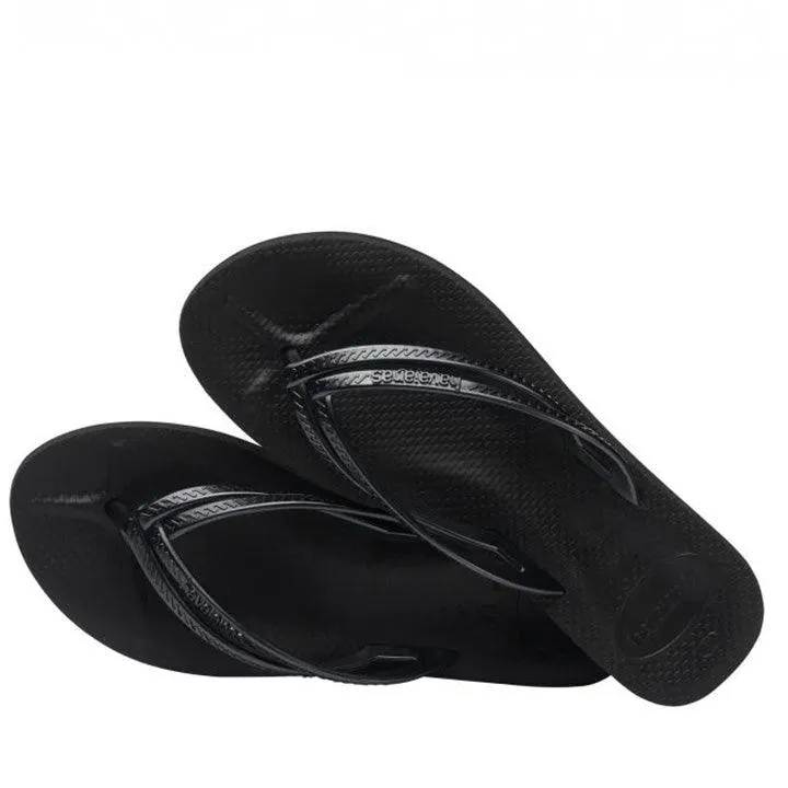 HAVAIANAS BLACK WEDGE DOUBLE BANDED