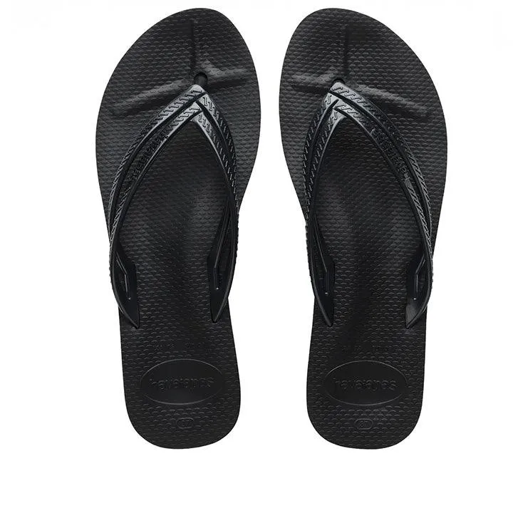 HAVAIANAS BLACK WEDGE DOUBLE BANDED