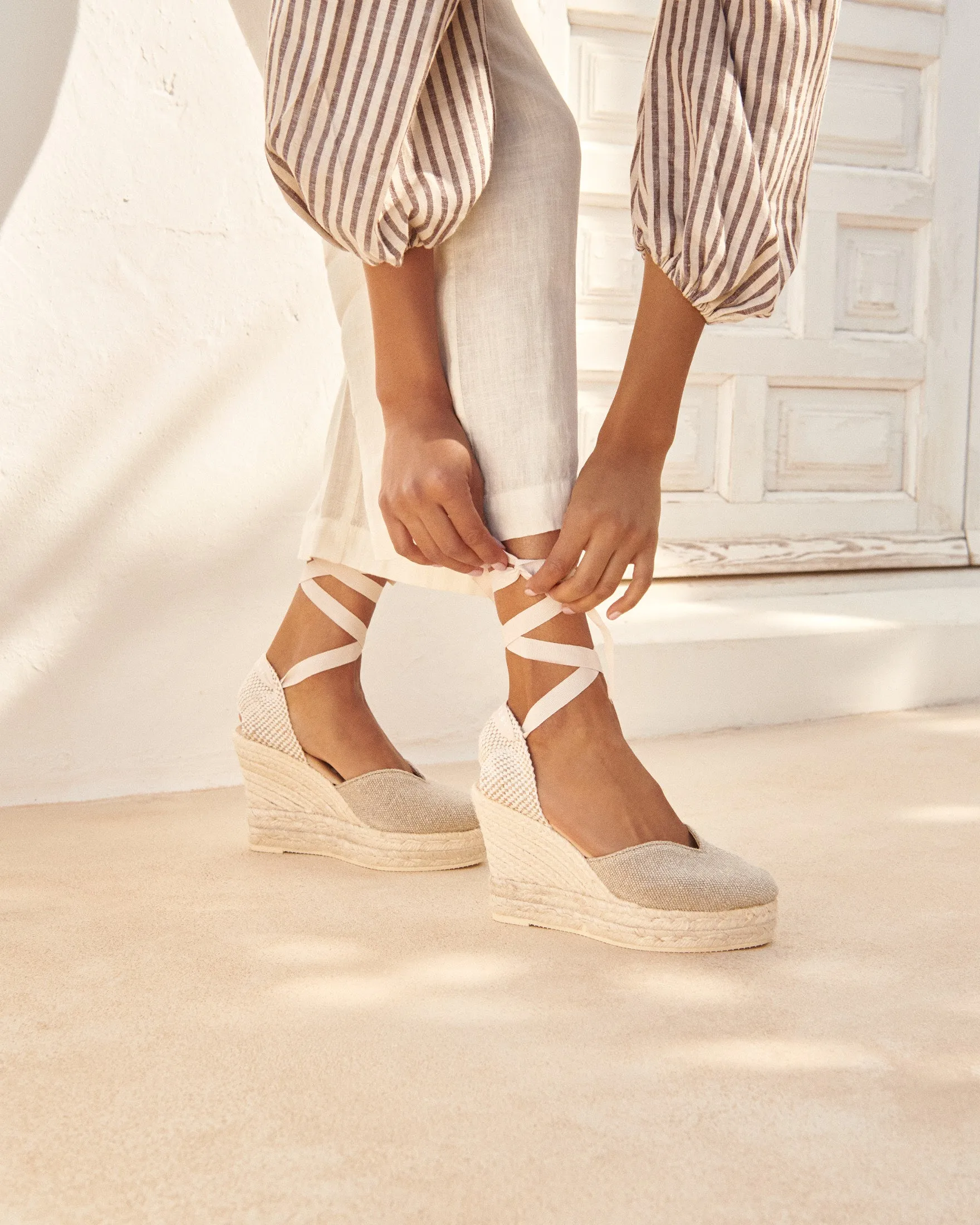 Heart Shaped Wedge Espadrilles Natural