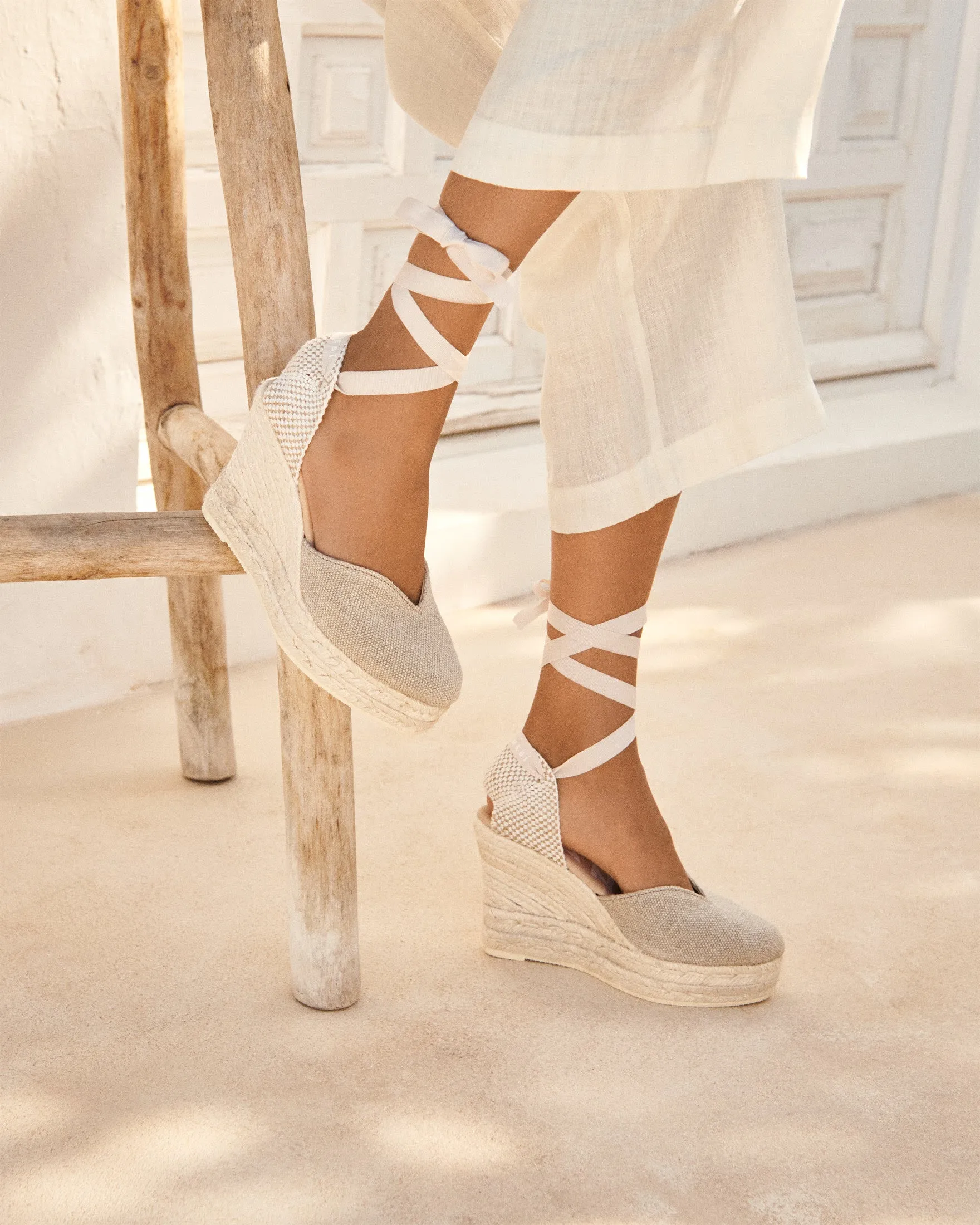 Heart Shaped Wedge Espadrilles Natural