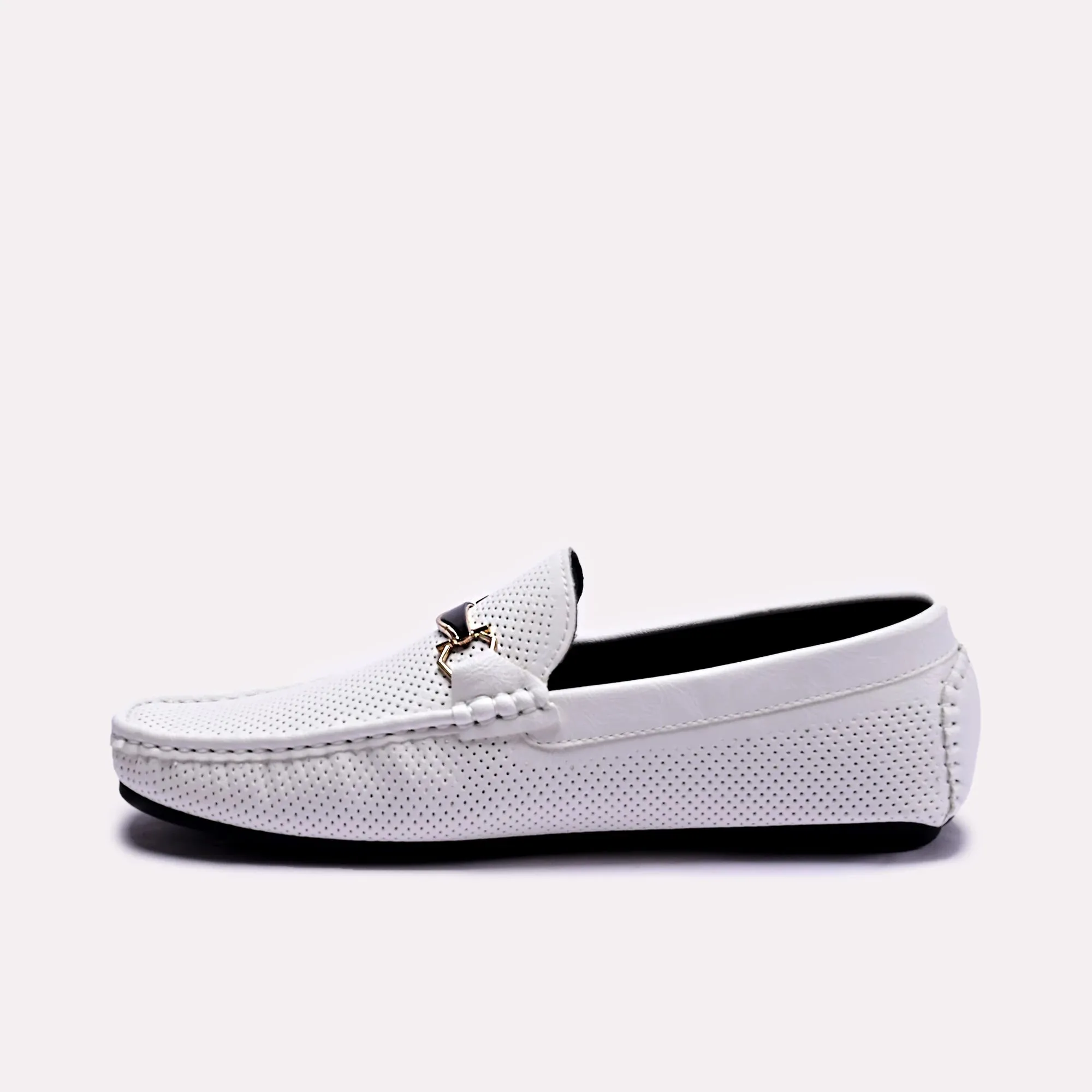 Hilton White Perforated Loafers 0130777