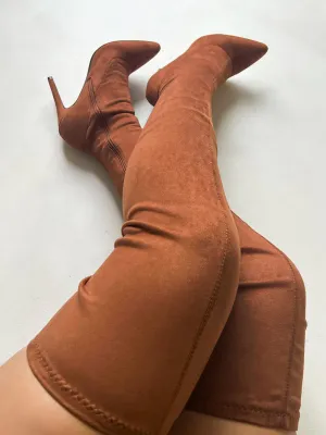 Khloe Thigh Highs Boots (Rust)