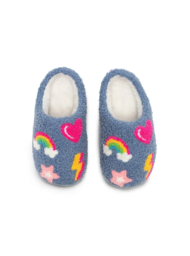 Kids Iconic Symbols Slippers - Blue: BIG KIDS 1-3