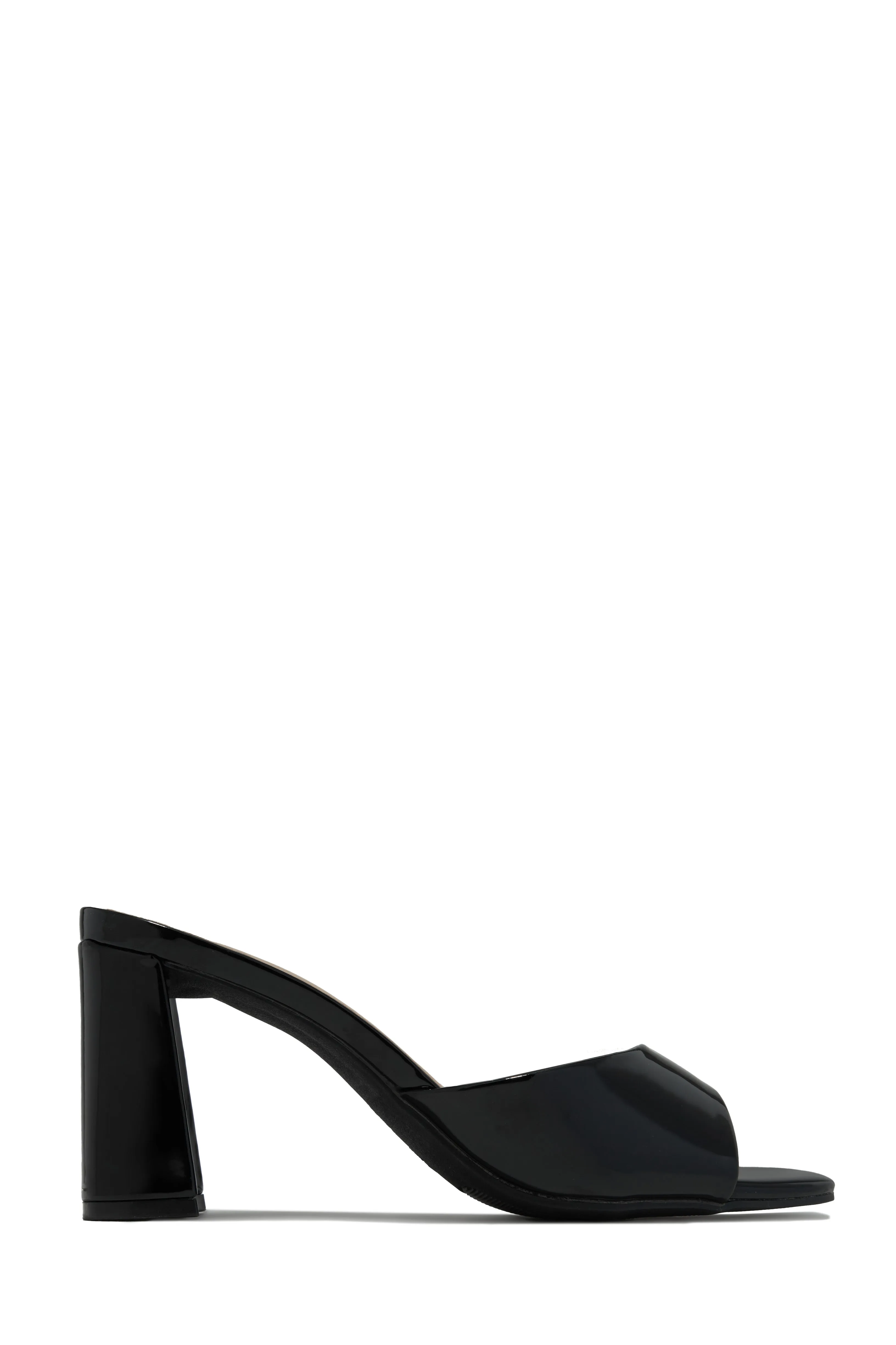 Layla Block Heel Mules - Black Pat