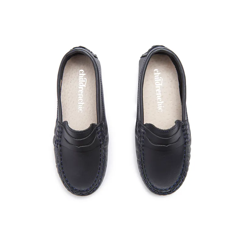 Leather Penny Loafers in Navy by childrenchic