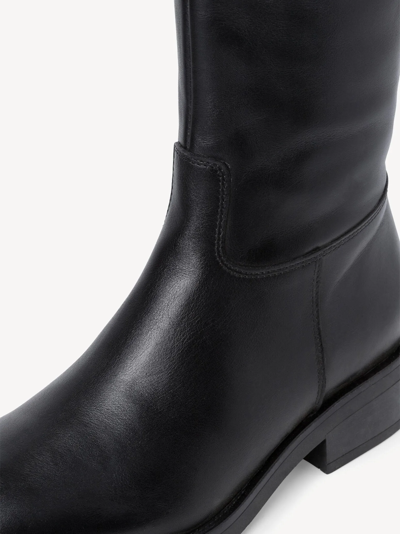 Leather Tall Flat Boot - Black