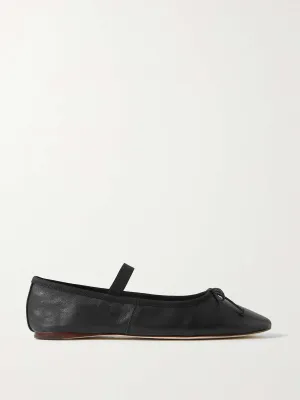 Leonie bow-embellished leather flats