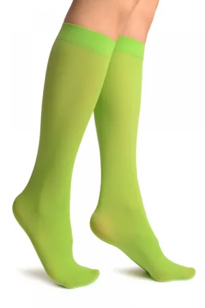 Lime Green Plain Socks Knee High